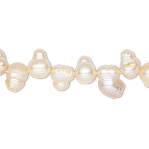 Pearl, cultured freshwater, peach, 5-6mm irregular top-drilled peanut, D grade. Sold per 16-inch strand.
