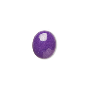 Cabochon, mountain &quot;jade&quot; (dolomite marble) (dyed), purple, 12x10mm calibrated oval, B grade, Mohs hardness 3. Sold per pkg of 18.