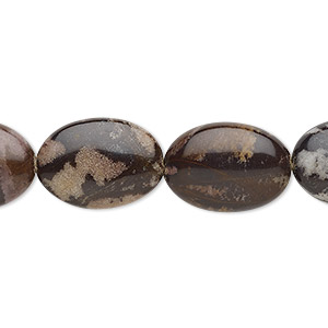 Bead, outback jasper (natural), 18x13mm puffed oval with 0.5-1.5mm hole, B grade, Mohs hardness 6-1/2 to 7. Sold per 8-inch strand, approximately 10 beads.