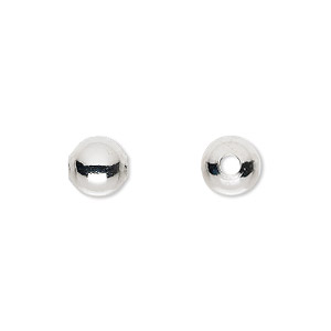 Bead, silver-plated brass, 8mm round. Sold per pkg of 100.