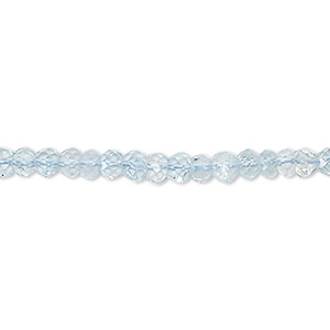 Bead, sky blue topaz (irradiated), 4x3mm hand-cut faceted rondelle, B grade, Mohs hardness 8. Sold per 8-inch strand, approximately 55-65 beads.