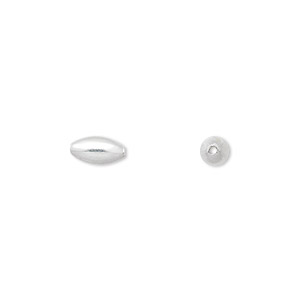 Bead, silver-plated brass, 8x4mm oval. Sold per pkg of 100.