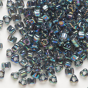Seed bead, Miyuki, glass, transparent iris grey, (TR1157), #5 triangle. Sold per 25-gram pkg.