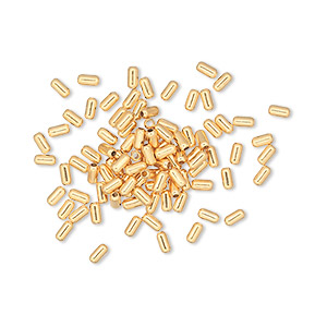 Bead, gold-plated brass, 3x1.5mm smooth tube. Sold per pkg of 100.