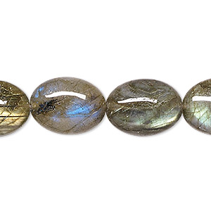 Bead, labradorite (natural), 16x12mm flat oval, A- grade, Mohs hardness 6 to 6-1/2. Sold per 8-inch strand.