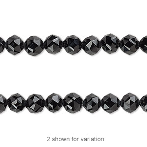 Bead, black onyx (dyed), 6mm rose-cut round, B grade, Mohs hardness 6-1/2 to 7. Sold per 8-inch strand, approximately 30 beads.