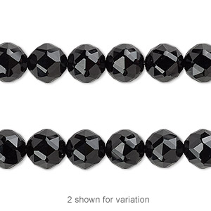 Bead, black onyx (dyed), 8mm rose-cut round, B grade, Mohs hardness 6-1/2 to 7. Sold per 8-inch strand, approximately 20 beads.