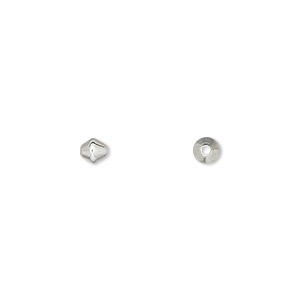 Bead, silver-plated brass, 4x4mm smooth double cone. Sold per pkg of 100.