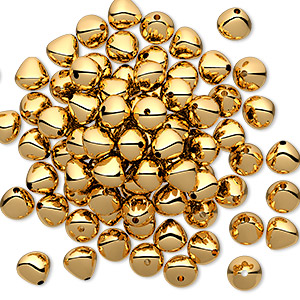 Bead, gold-plated brass, 5mm teardrop. Sold per pkg of 100.