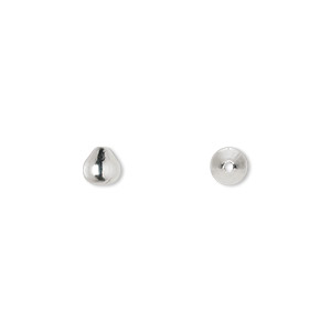 Bead, silver-plated brass, 5x5mm smooth teardrop. Sold per pkg of 100.