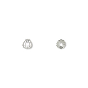 Bead, silver-plated brass, 5x5mm corrugated teardrop. Sold per pkg of 100.