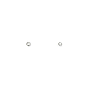 Bead, silver-plated brass, 2mm square round. Sold per pkg of 100.