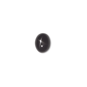 Cabochon, black star diopside (natural), 10x8mm non-calibrated oval, C grade, Mohs hardness 5-1/2 to 6. Sold individually.