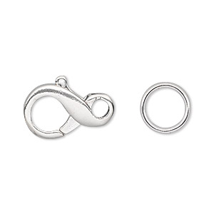 Clasp, lobster claw, sterling silver, 19x11mm infinity with 10mm jump ring. Sold individually.