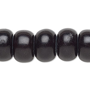 Bead, magnesite (dyed / stabilized), black, 8x5mm rondelle, B grade, Mohs hardness 3-1/2 to 4. Sold per pkg of 10.