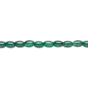 Bead, malachite (natural), 6x4mm oval, B grade, Mohs hardness 3-1/2 to 4. Sold per 8-inch strand, approximately 30 beads.