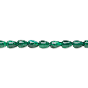 Bead, malachite (natural), 7x5mm teardrop, B grade, Mohs hardness 3-1/2 to 4. Sold per 8-inch strand, approximately 25 beads.