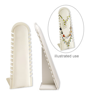 Display, 12-strand necklace, Nabuka leatherette and cardboard, cream, 12-1/4 x 4-1/2 x 3-1/2 inch. Sold individually.