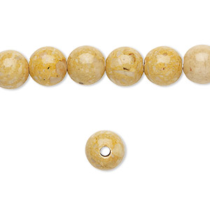 Bead, riverstone (dyed), light brown, 8mm round, B grade, Mohs hardness 3-1/2. Sold per pkg of 10.