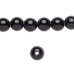Bead, riverstone (dyed), opaque black, 8mm round, B grade, Mohs hardness 3-1/2. Sold per pkg of 10.