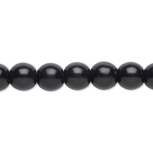 Bead, magnesite (dyed / stabilized), black, 7-8mm round with 0.5-1.5mm hole, B grade, Mohs hardness 3-1/2 to 4. Sold per 15-1/2&quot; to 16&quot; strand.