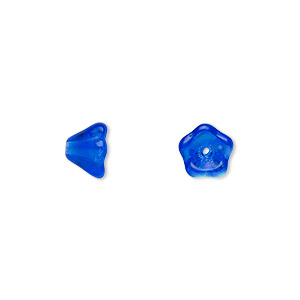 Bead, Czech pressed glass, light cobalt AB, 8.5x6.5mm flower. Sold per 15-1/2&quot; to 16&quot; strand, approximately 80 beads.