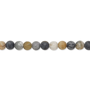 Bead, Picasso &quot;jasper&quot; (onyx marble) (natural), matte, 4mm round, B grade, Mohs hardness 3. Sold per 15-1/2&quot; to 16&quot; strand.