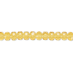 Bead, Czech fire-polished glass, honey, 5x4mm faceted rondelle. Sold per 15-1/2&quot; to 16&quot; strand.