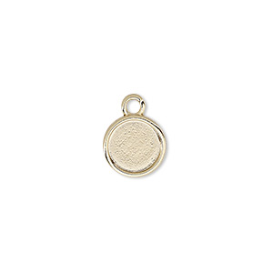Drop, Almost Instant Jewelry&reg;, gold-plated &quot;pewter&quot; (zinc-based alloy), 10.5mm flat round with SS40 rose setting. Sold per pkg of 2.