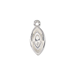 Drop, Almost Instant Jewelry&reg;, silver-plated &quot;pewter&quot; (zinc-based alloy), 17x9mm marquise with 15x7mm navette setting. Sold per pkg of 2.