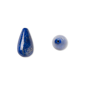 Bead, lapis lazuli (natural), 15x8mm half-drilled teardrop, B grade, Mohs hardness 5 to 6. Sold per pkg of 2.