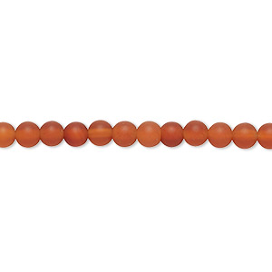 Bead, carnelian (dyed / heated), matte, 4mm round, B grade, Mohs hardness 6-1/2 to 7. Sold per 8-inch strand, approximately 50 beads.