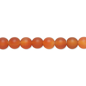 Bead, carnelian (dyed / heated), matte, 6mm round, B grade, Mohs hardness 6-1/2 to 7. Sold per 8-inch strand, approximately 35 beads.