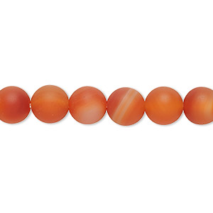 Bead, carnelian (dyed / heated), matte, 8mm round, B grade, Mohs hardness 6-1/2 to 7. Sold per 8-inch strand, approximately 20 beads.