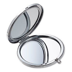 Compact, glass and nickel-plated steel, 2-3/4 inch round with mirror ...