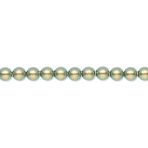 Pearl, Crystal Passions&reg;, crystal iridescent green, 4mm round (5810). Sold per pkg of 100.