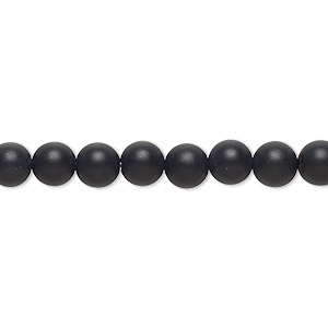 Bead, black onyx (dyed), matte, 6mm round, B grade, Mohs hardness 6-1/2 to 7. Sold per 8-inch strand, approximately 35 beads.