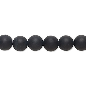 Bead, black onyx (dyed), matte, 8mm round, B grade, Mohs hardness 6-1/2 to 7. Sold per 8-inch strand, approximately 20 beads.