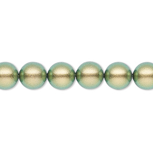 Pearl, Crystal Passions&reg;, crystal iridescent green, 8mm round (5810). Sold per pkg of 50.