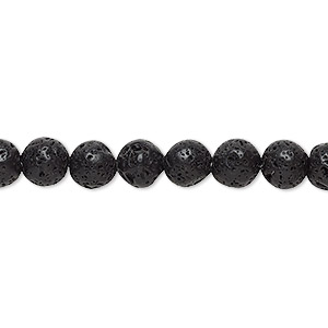 Bead, lava rock (waxed), 6mm round, B grade, Mohs hardness 3 to 3-1/2. Sold per 15-1/2&quot; to 16&quot; strand.