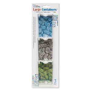 Organizer, Large Containers&#153;, Bead Storage Solutions&#153;, plastic, clear and opaque off-white, 3 x 2 x 1-1/8 inches. Sold per 3-piece set.