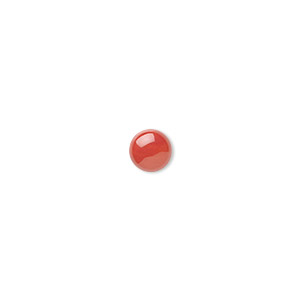 Cabochon, bamboo coral (dyed), red, 6mm calibrated round, Mohs hardness 3-1/2 to 4. Sold per pkg of 4.