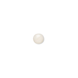 Cabochon, bamboo coral (bleached), white, 6mm calibrated round, Mohs hardness 3-1/2 to 4. Sold per pkg of 4.