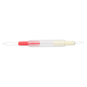 Needle threader, plastic and steel, multicolored, 4 inches with standard and extra-large. Sold individually.