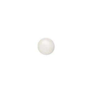 Cabochon, bamboo coral (bleached), white, 8mm calibrated round, Mohs hardness 3-1/2 to 4. Sold per pkg of 2.
