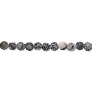 Bead, black silk stone (natural), matte, 4mm round, B grade, Mohs hardness 4. Sold per 15-1/2&quot; to 16&quot; strand.