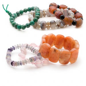Bracelet mix, stretch, multi-gemstone (natural / dyed / heated), 7-14mm ...