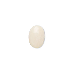 Cabochon, bamboo coral (bleached), white, 14x10mm calibrated oval, Mohs hardness 3-1/2 to 4. Sold per pkg of 2.