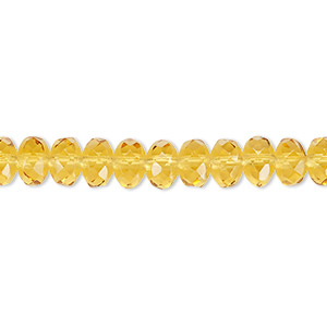 Bead, Czech fire-polished glass, honey, 7x5mm faceted rondelle. Sold per 15-1/2&quot; to 16&quot; strand.