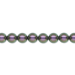 Pearl, Crystal Passions&reg;, iridescent purple, 6mm round (5810). Sold per pkg of 50.